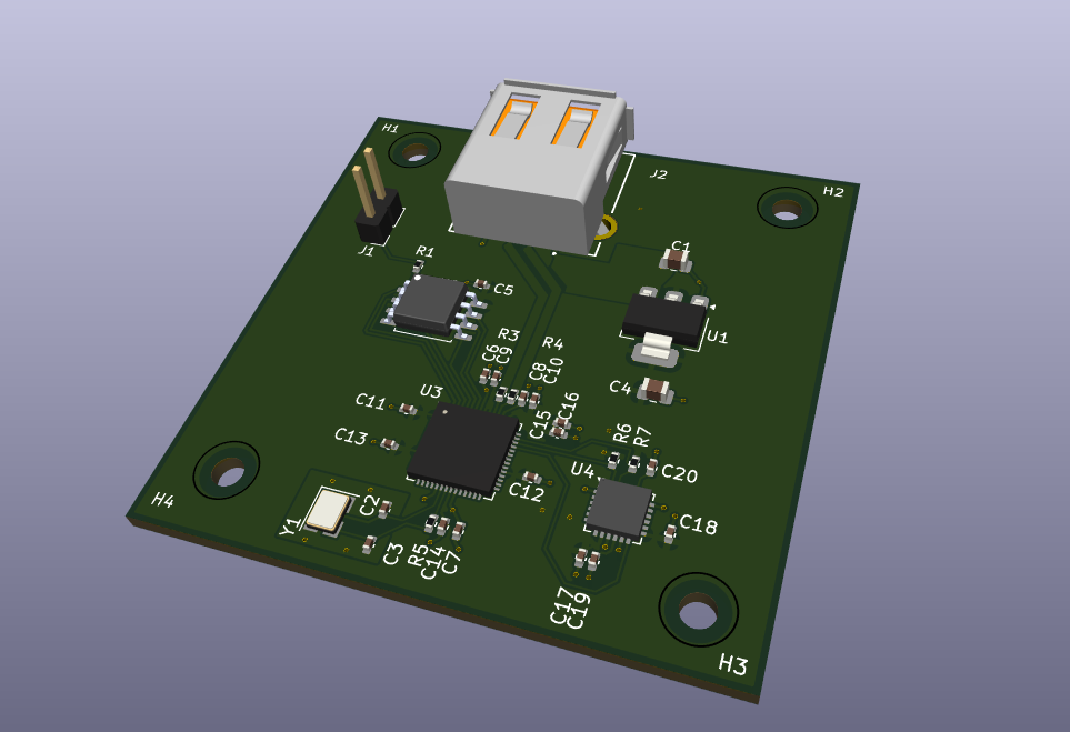 3D rendering of the Acceleration Monitor PCB