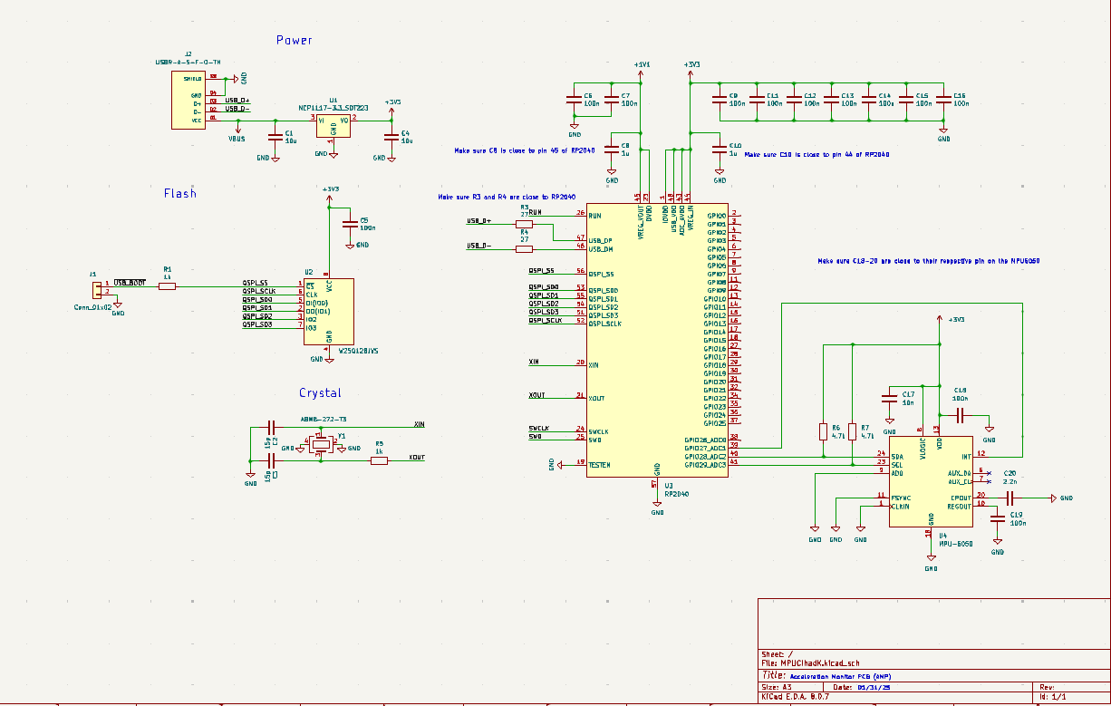 Acceleration Monitor PCB electrical schematic