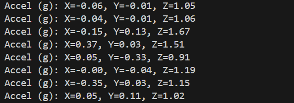 Simulated vertical-throw acceleration measurements