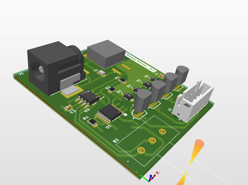 3D rendering of Nicholas's avionics challenge PCB