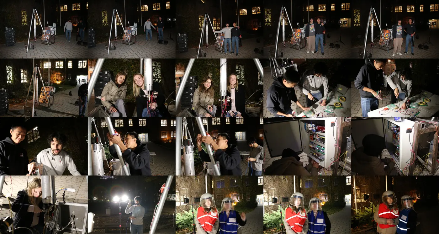 Collage of SPRINT hardware, operators and mission control during the November 20th, 2025 cold flow test