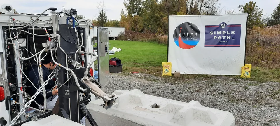 Launch Canada LR-101 test stand in Welland before the October 2021 firing
