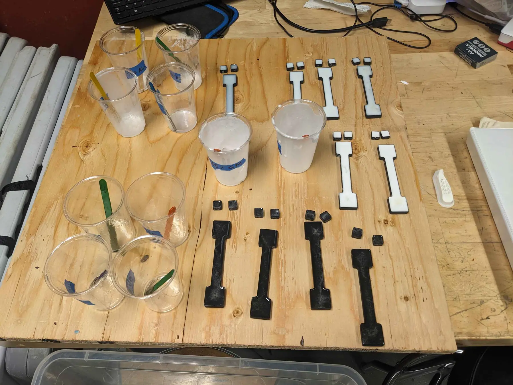 Chimera material specimens prepared on November 9, 2024 before tensile screening