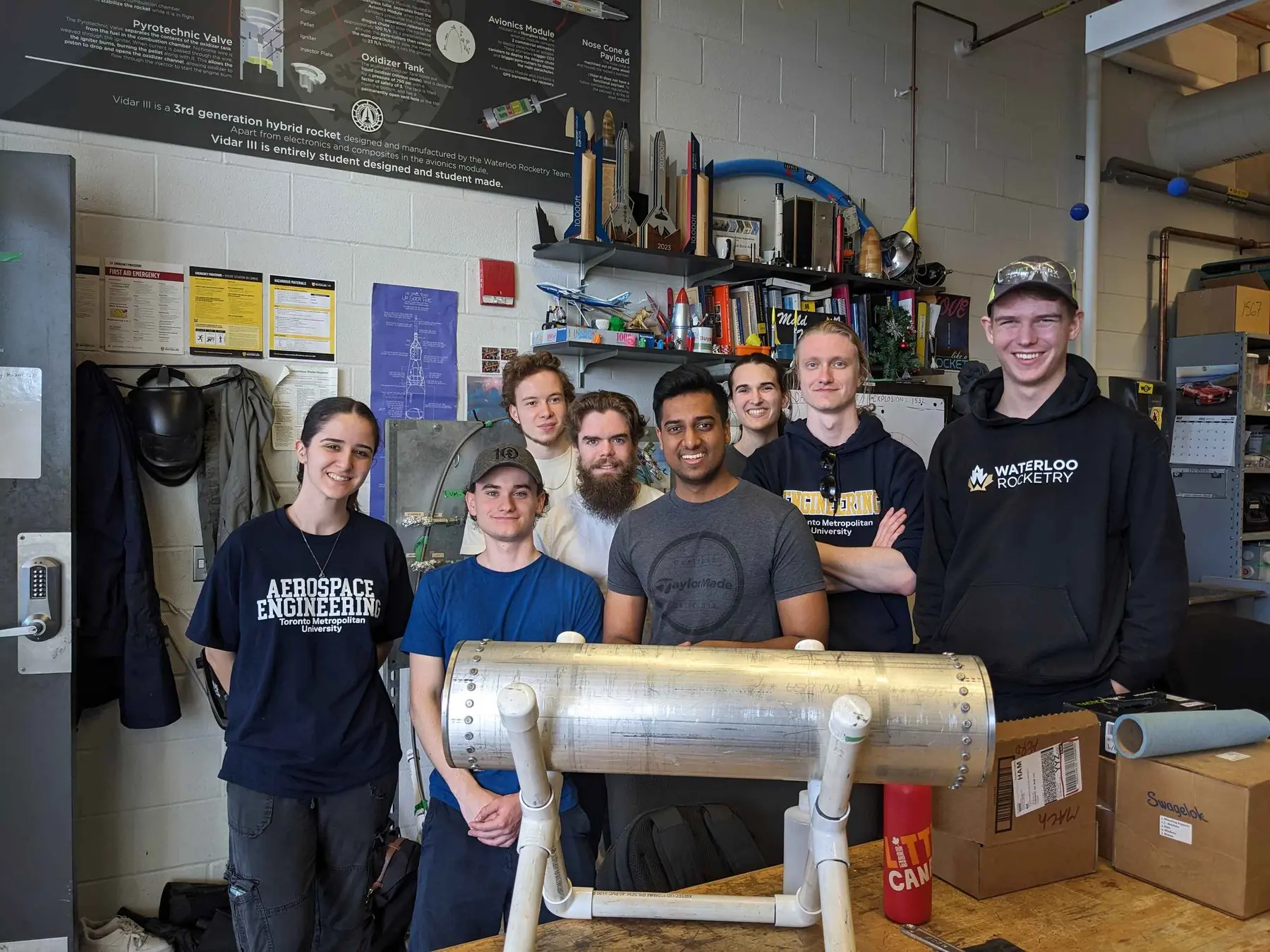 Test team with the ethanol tank after proof testing