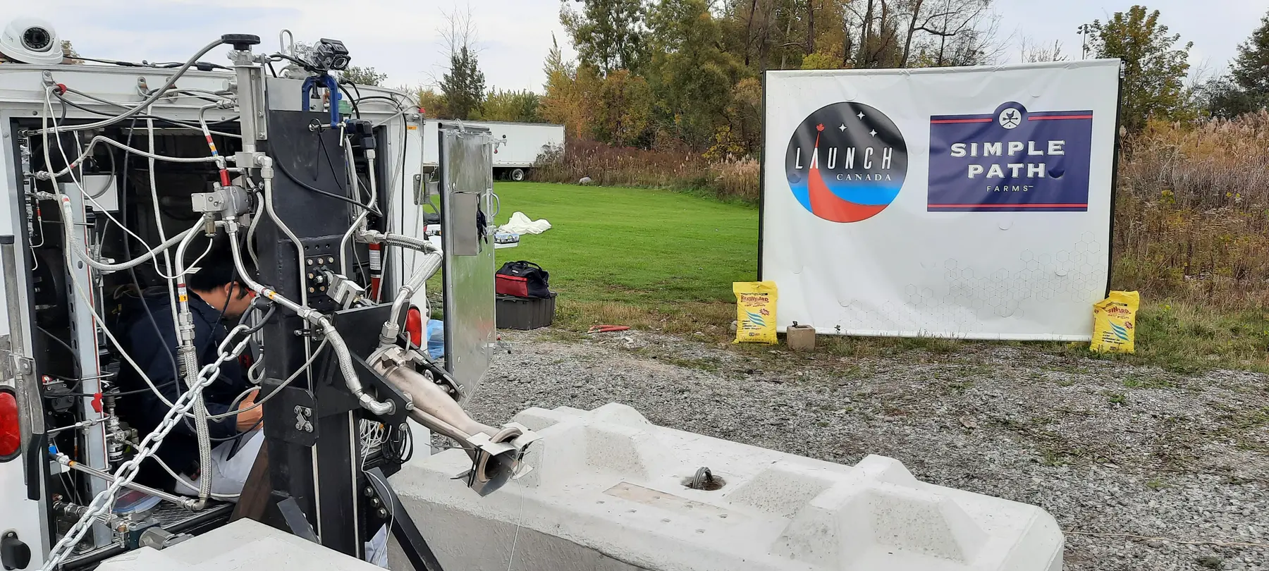 Launch Canada LR-101 test stand in Welland before the October 2021 firing