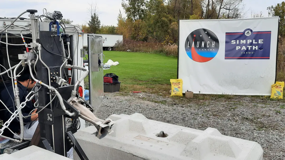 Launch Canada's LR-101 test stand in Welland in October 2021