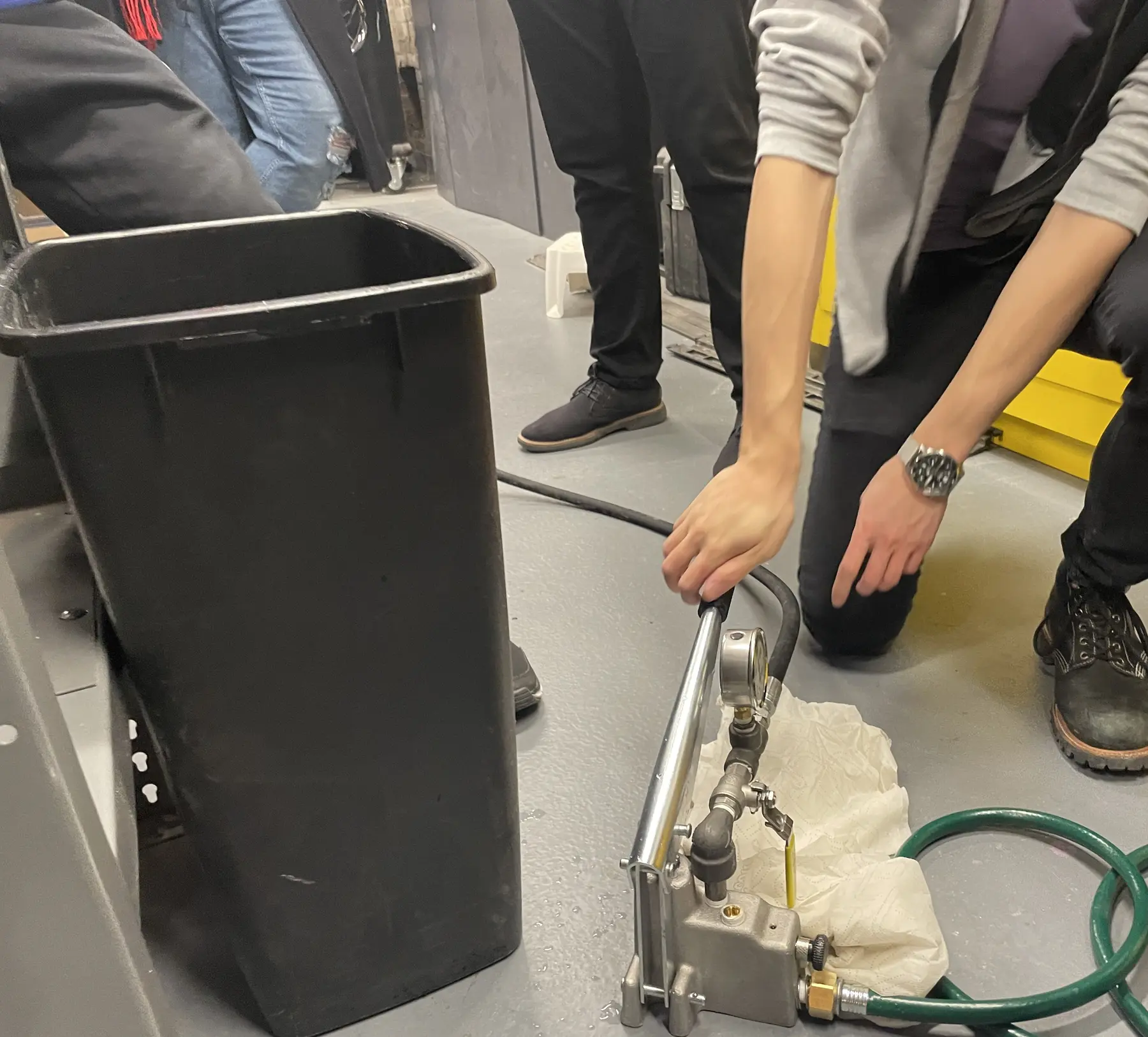 Water pump, regulator and pressure gauge used during the December 2022 checkout