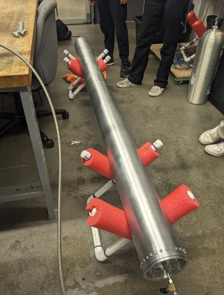 Nitrous oxide run tank after its October 2024 hydrostatic test