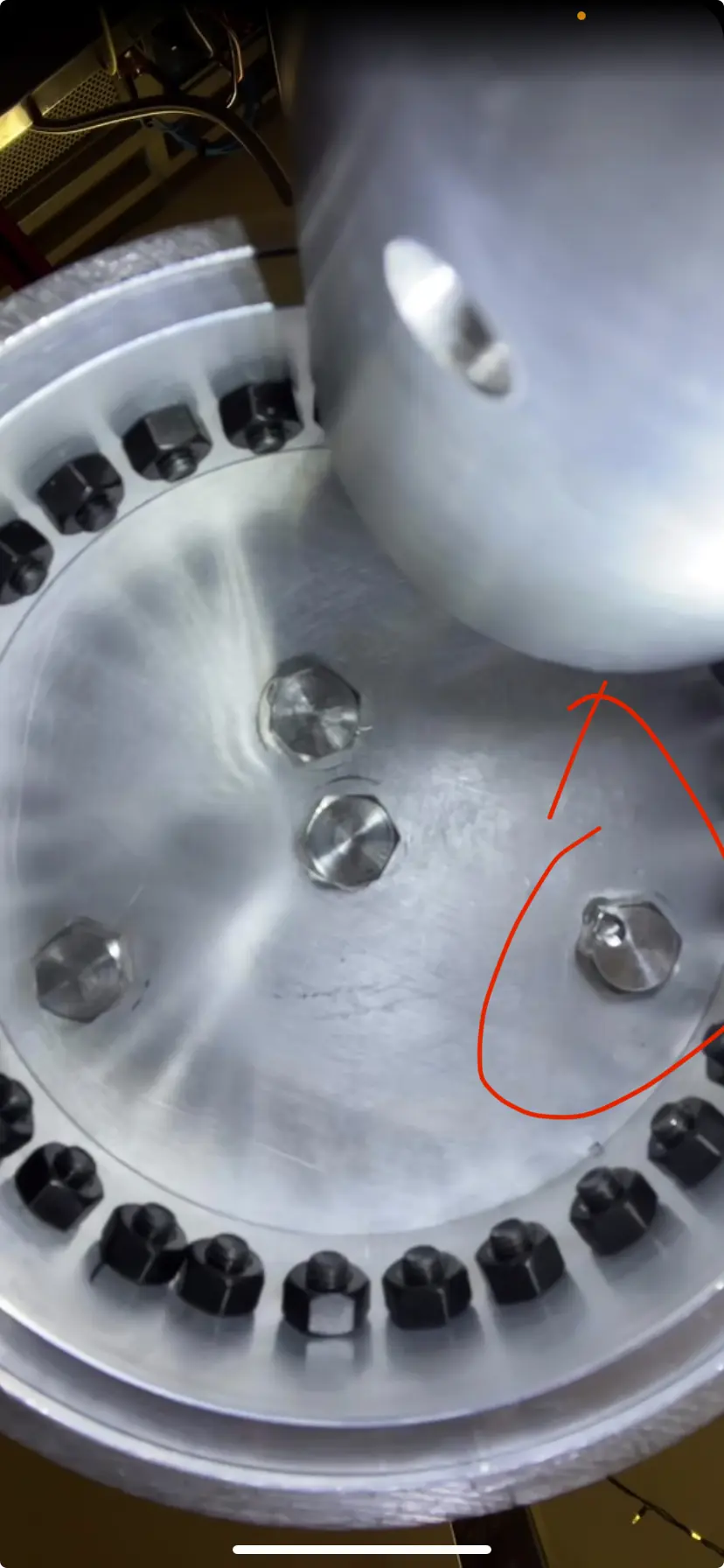 Camera view used to locate an NPT-plug leak during the 100 psi check