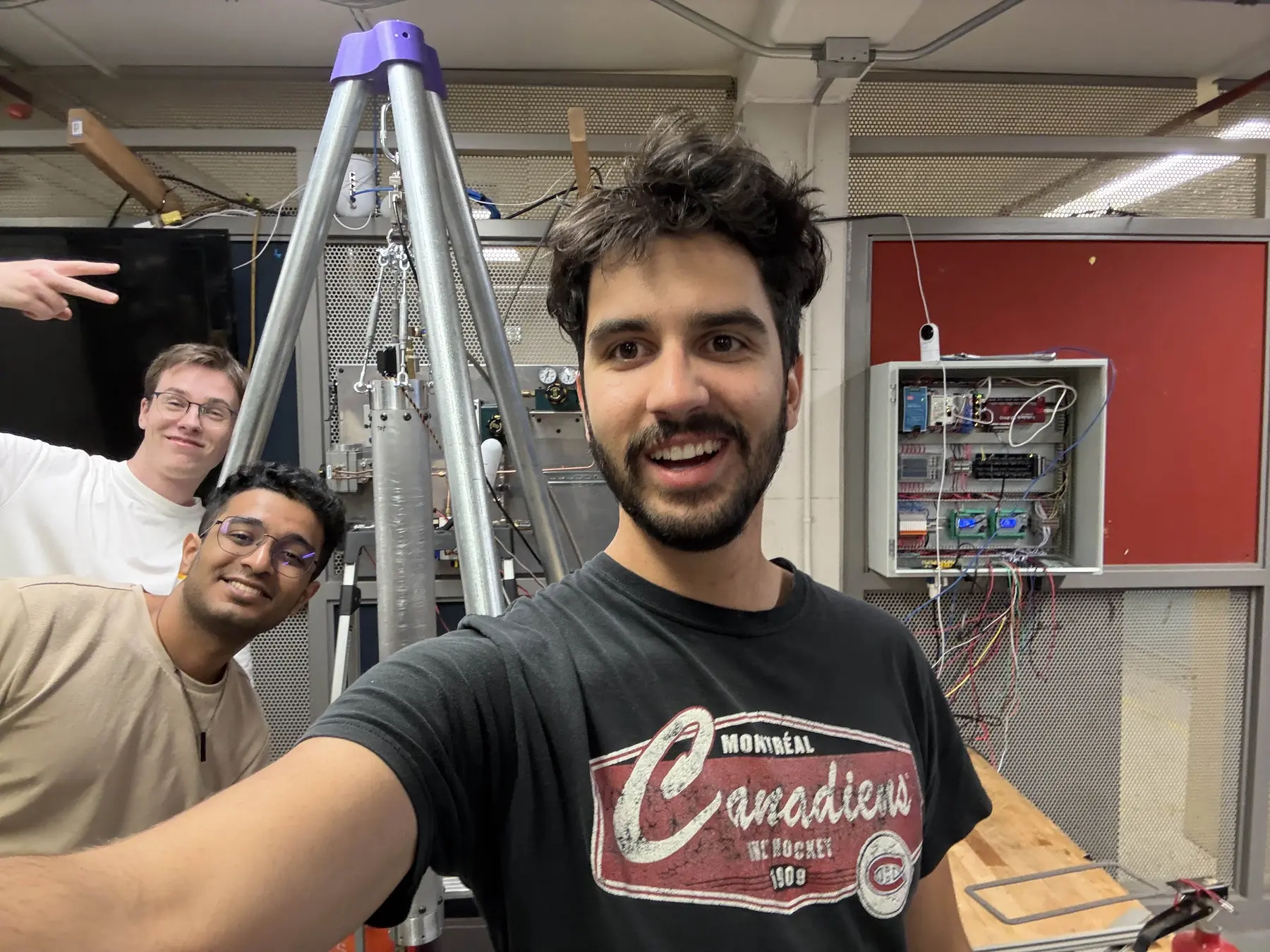 MACH members with the suspended SPRINT tank after the August 2, 2025 pressure test
